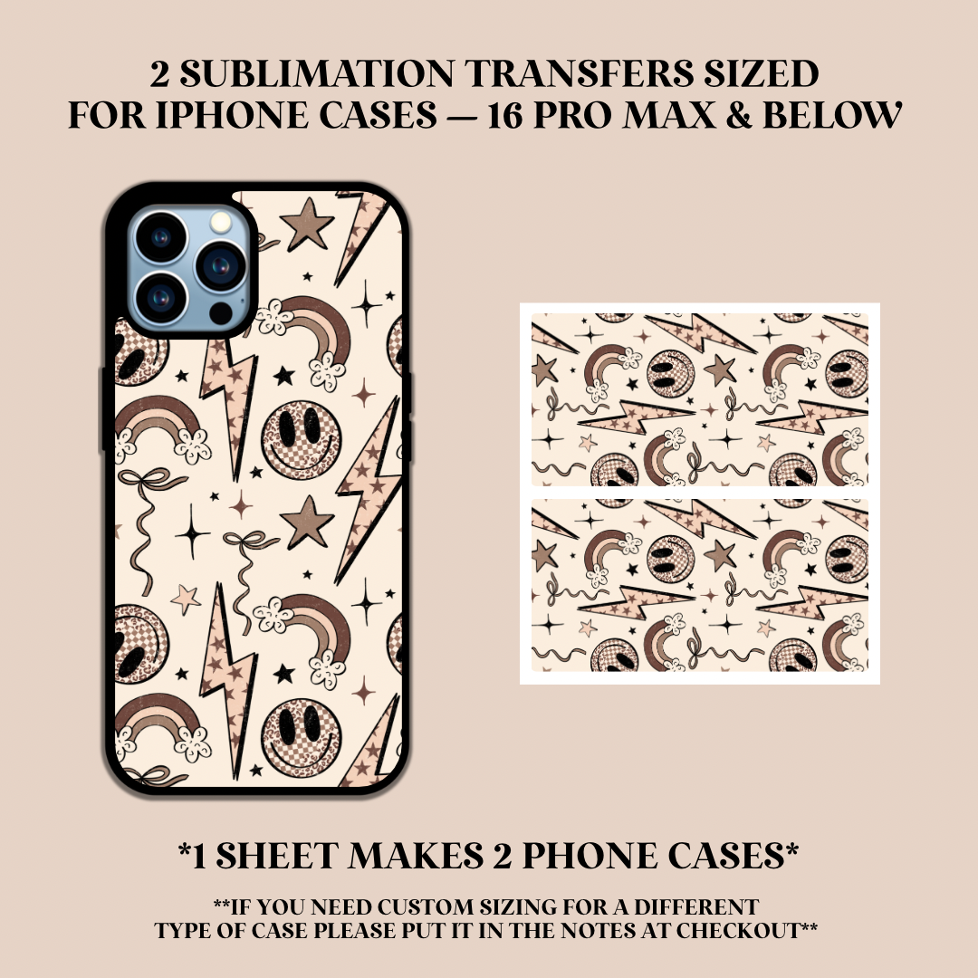 Retro Doodles Phone Case Sublimation Transfer