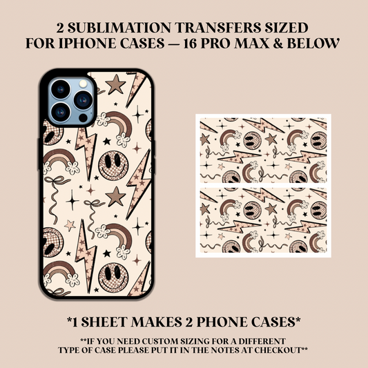 Retro Doodles Phone Case Sublimation Transfer