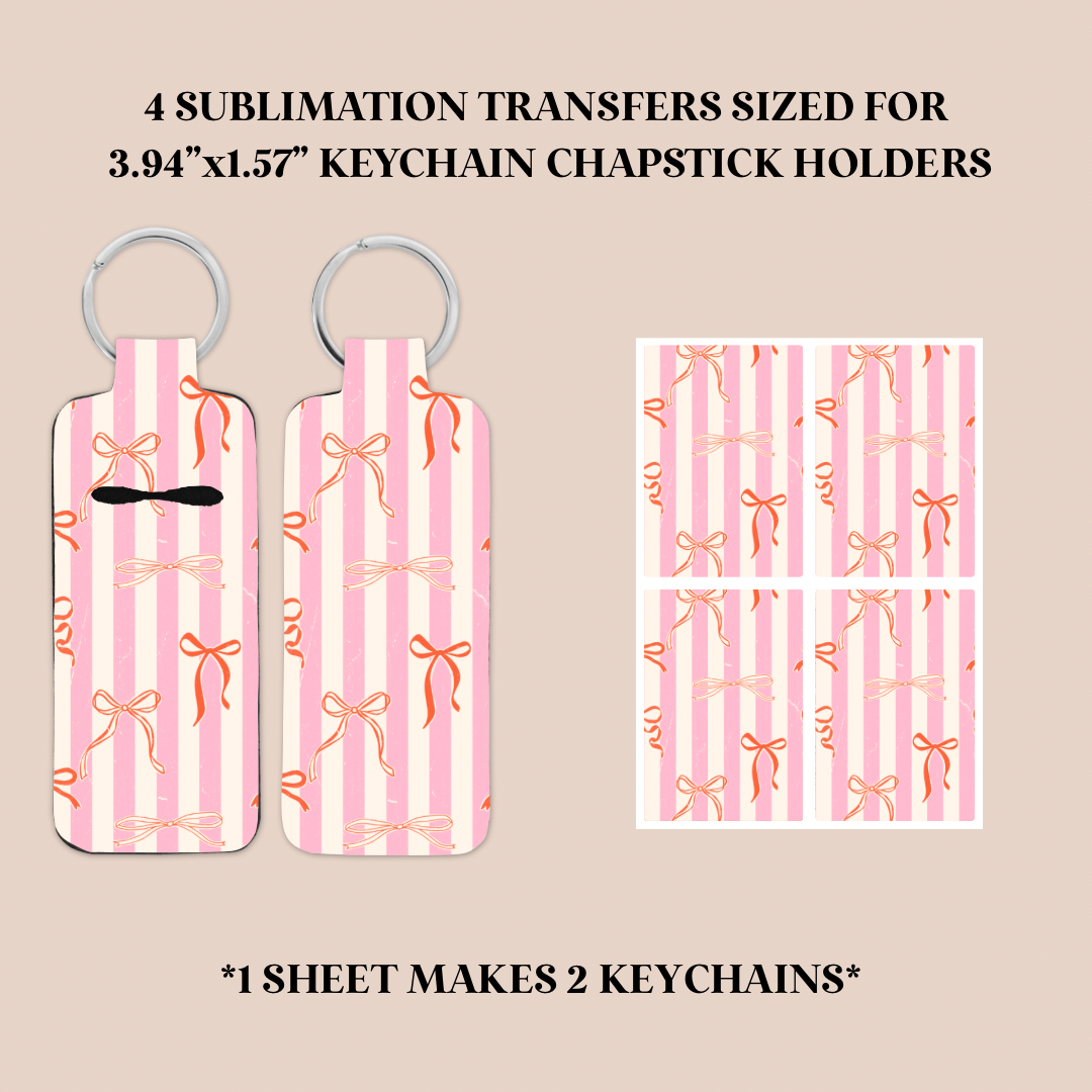 Orange Bows Keychain Chapstick Holder Sublimation Transfer