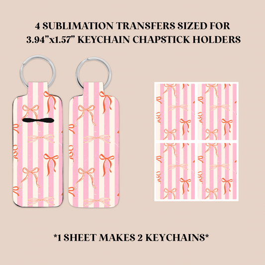 Orange Bows Keychain Chapstick Holder Sublimation Transfer