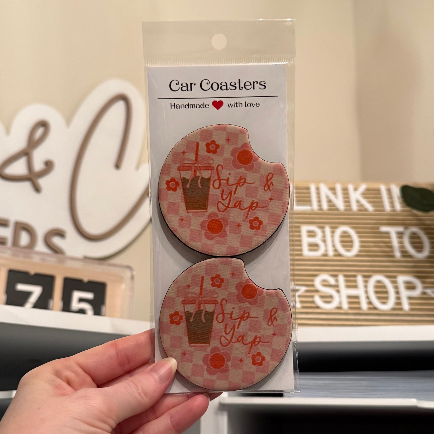 Sip & Yap Car Coasters
