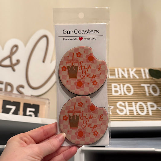 Sip & Yap Car Coasters