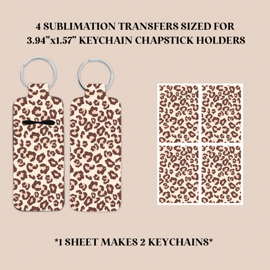 Neutral Leopard Print Keychain Chapstick Holder Sublimation Transfer