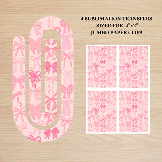 Pink Bows Jumbo Paperclip Sublimation Transfer