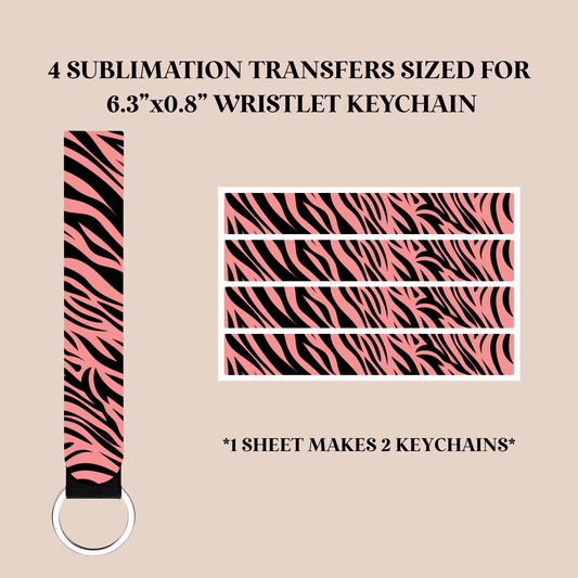 Black & Pink Zebra Print Wristlet Keychain Sublimation Transfer