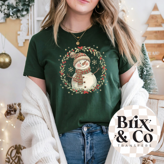 Snowman Wreath DTF HOT PEEL