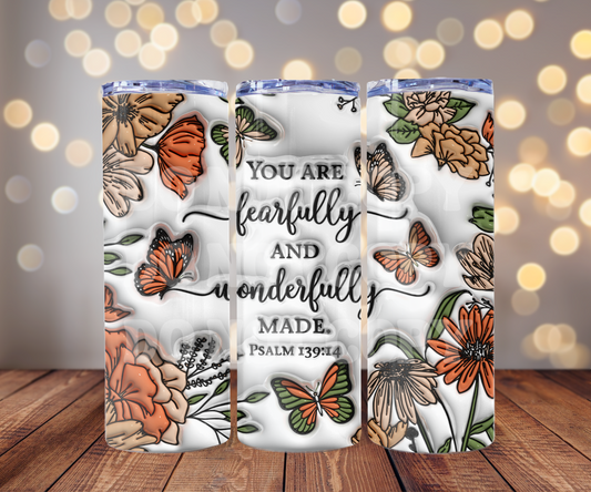 Fearfully & Wonderfully Made 3D 20 oz Skinny Tumbler Sublimation Transfer - Not Seamless
