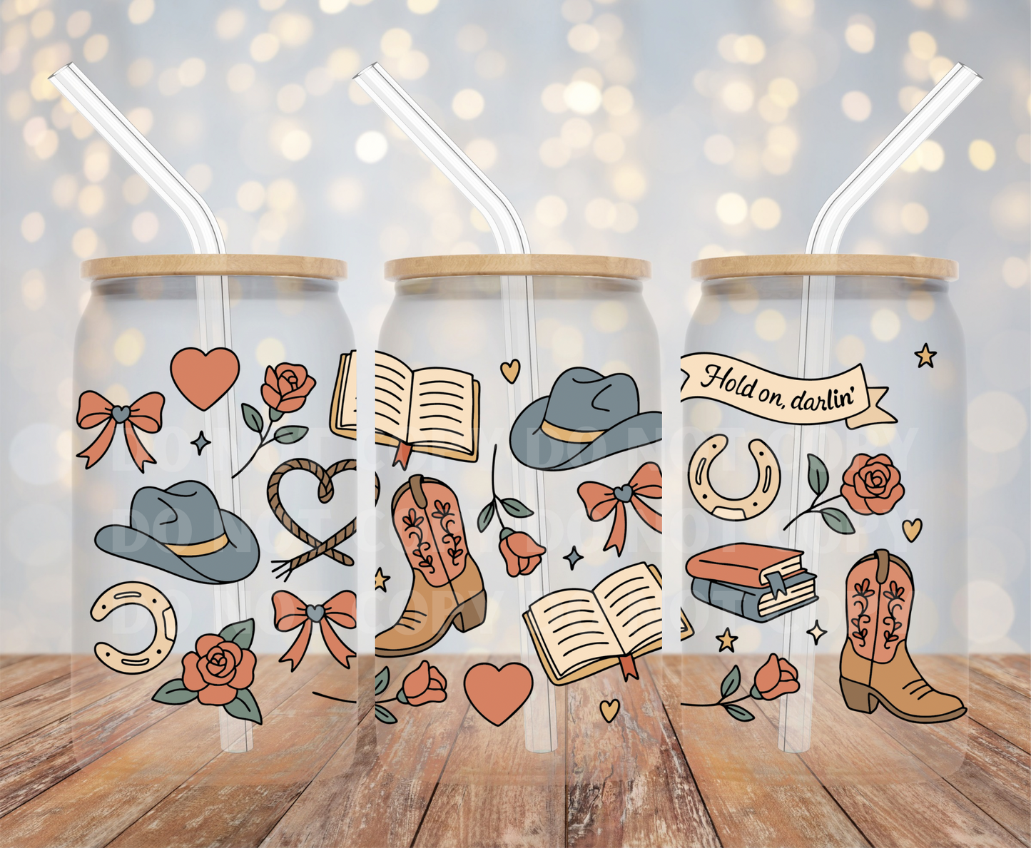 Cowboy Romance UVDTF 16oz Glass Can Wrap