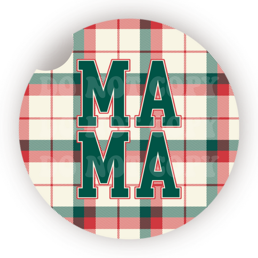 Christmas Plaid Mama Car Coaster Sublimation Transfer (Set of 2)