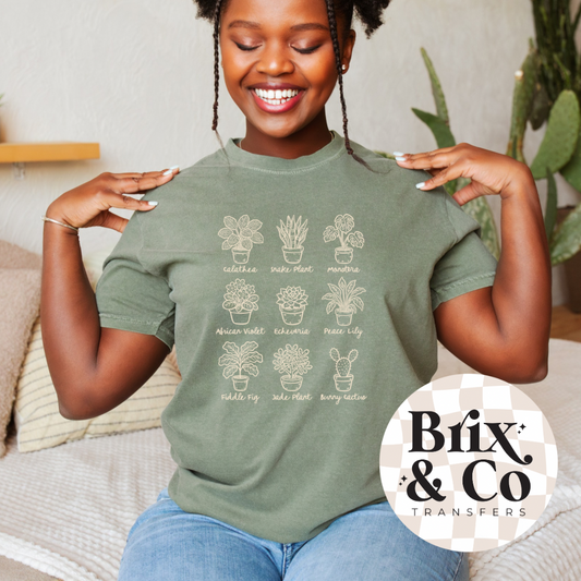 Plant Type Doodles Single Color (Beige)