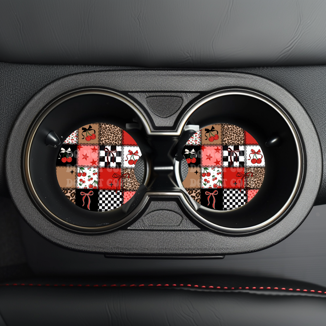 Edgy Patchwork Car Coaster Sublimation Transfer (Set of 2)