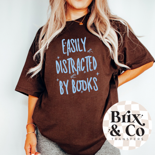 Easily Distracted By Books Single Color (Light Blue)