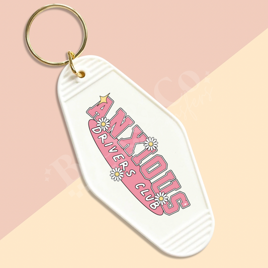 Anxious Drivers Club Motel Keychain UVDTF Transfer