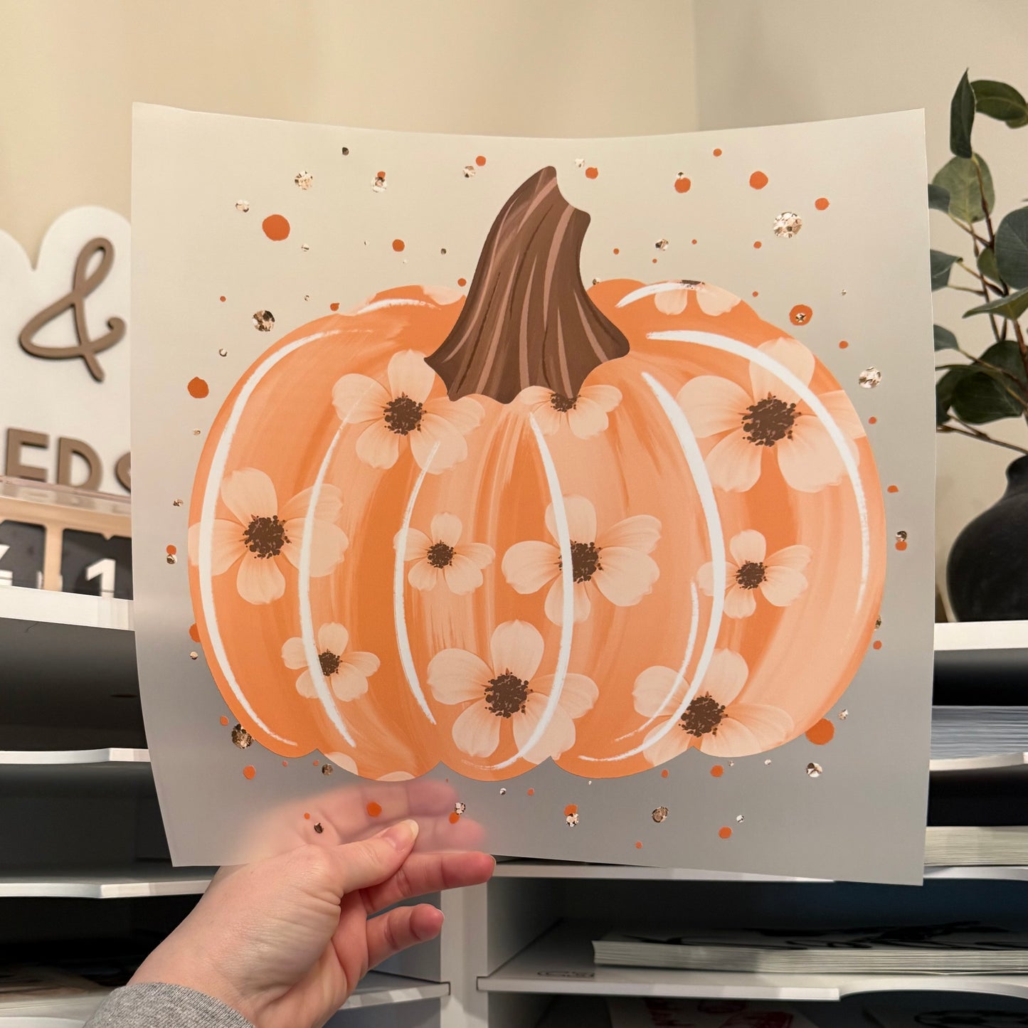Floral Pumpkin DTF HOT PEEL