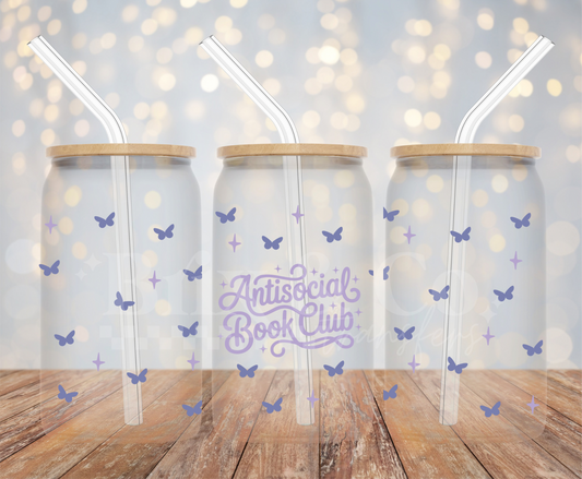 Antisocial Book Club 16oz Glass Can Wrap