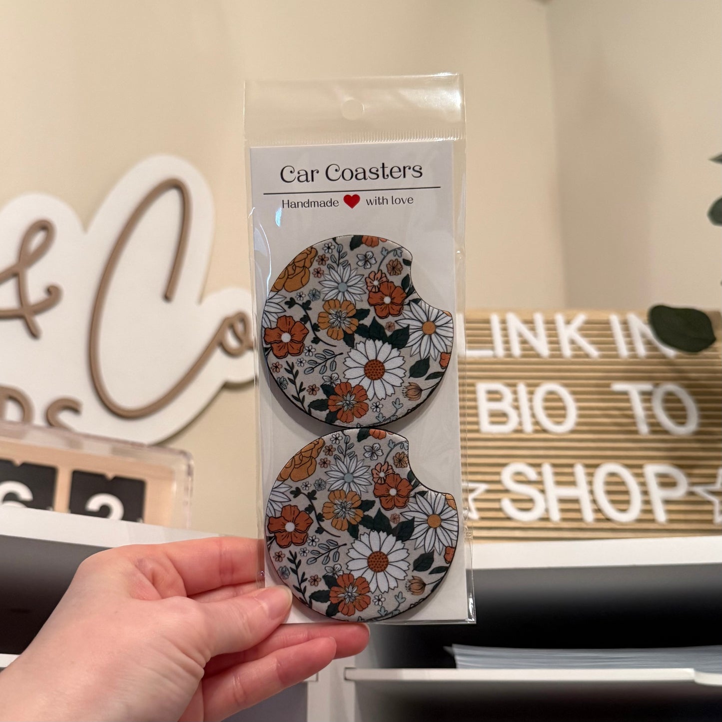 Floral Car Coasters
