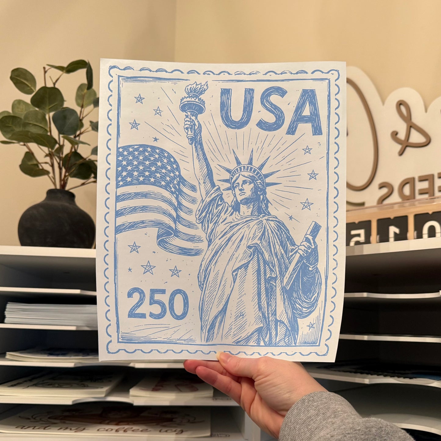 USA 250th Stamp Single Color (Light Blue)