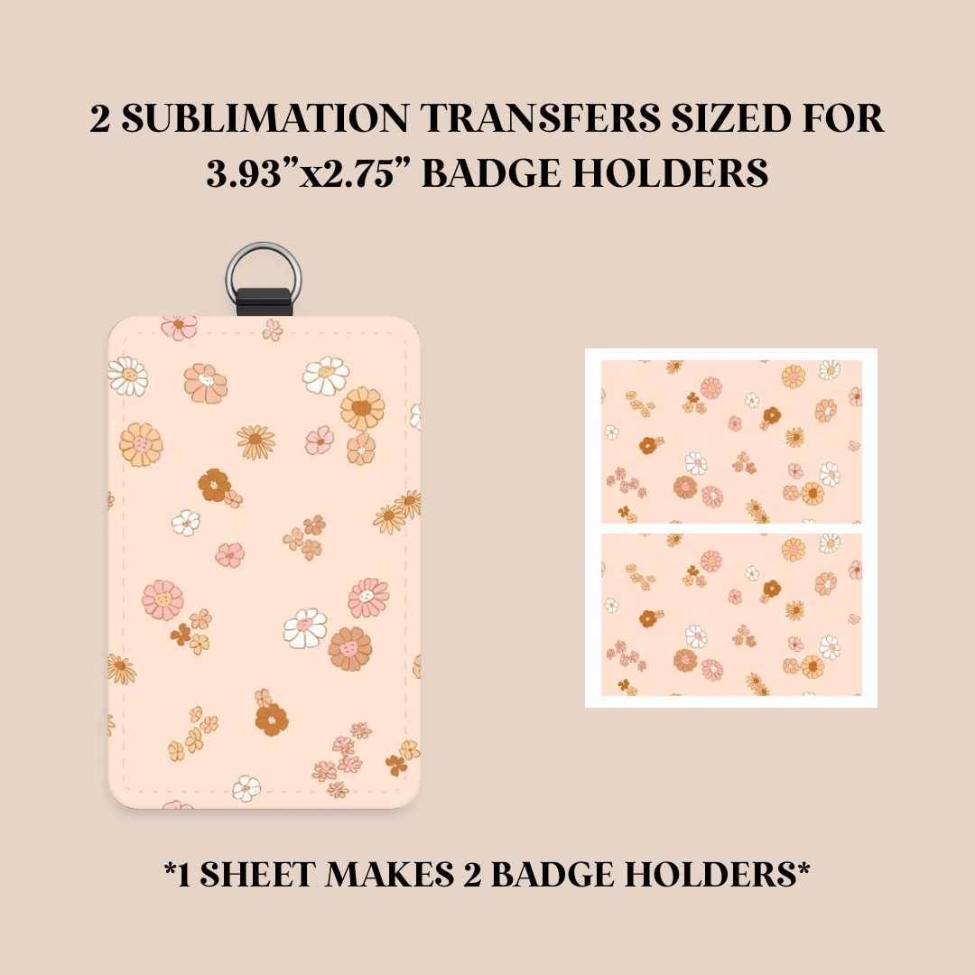 Minimalist Flowers Badge Holder Sublimation Transfer