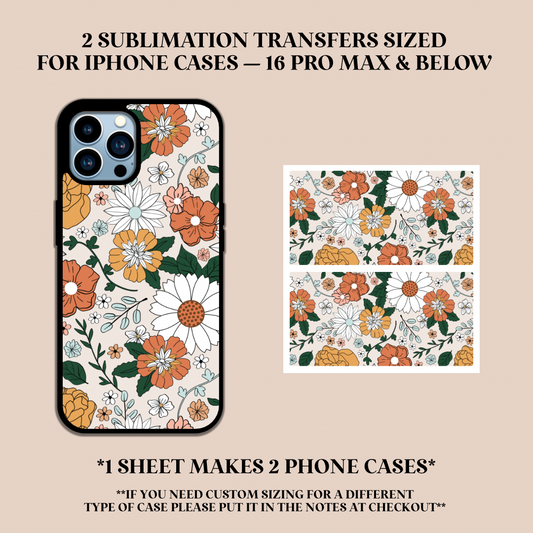 Fall Floral Phone Case Sublimation Transfer