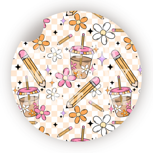 Teacher Iced Coffee Car Coaster Sublimation Transfer (Set of 2)