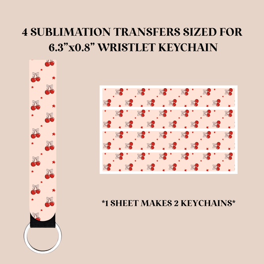 Coquette Cherries Wristlet Keychain Sublimation Transfer