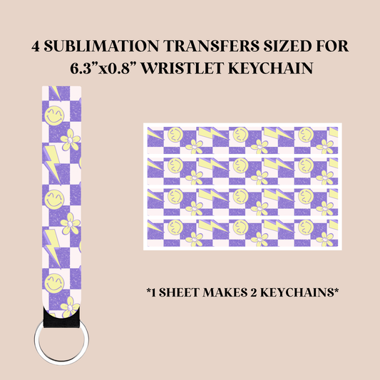 Retro Checker Wristlet Keychain Sublimation Transfer