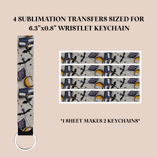 Fantasy Reader Wristlet Keychain Sublimation Transfer