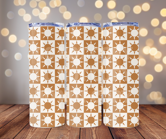 Sunshine Checkers 20 oz Skinny Tumbler Sublimation Transfer - Seamless
