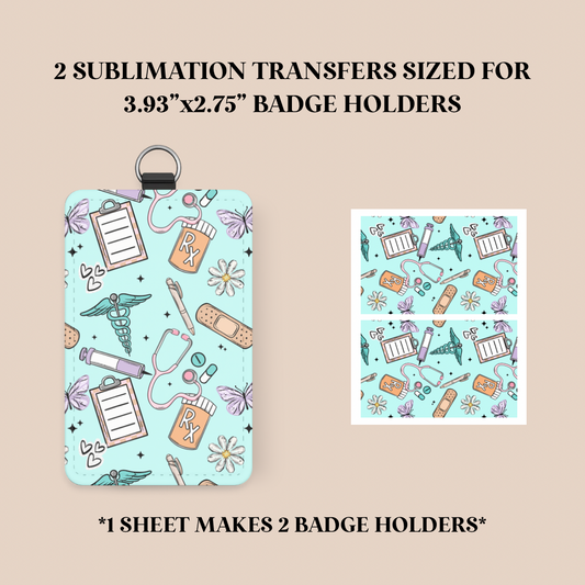Nurse Doodles Badge Holder Sublimation Transfer