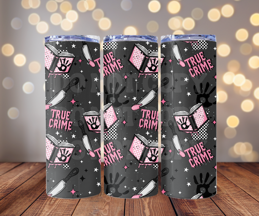 True Crime Reader 20 oz Skinny Tumbler Sublimation Transfer - Seamless
