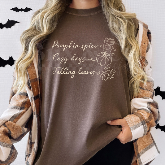 Pumpkin Spice Cozy Days Falling Leaves Single Color (Beige)
