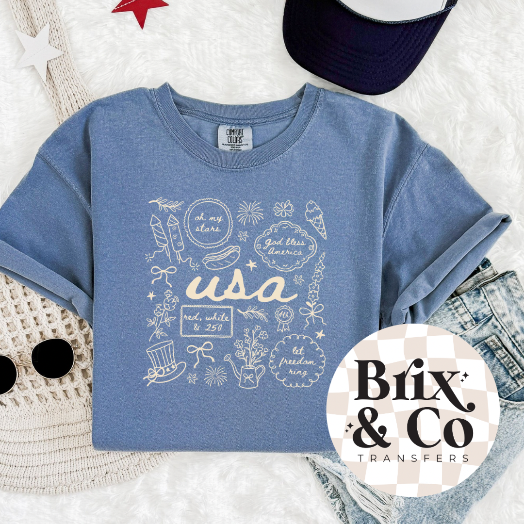 USA Doodles Single Color (Beige)