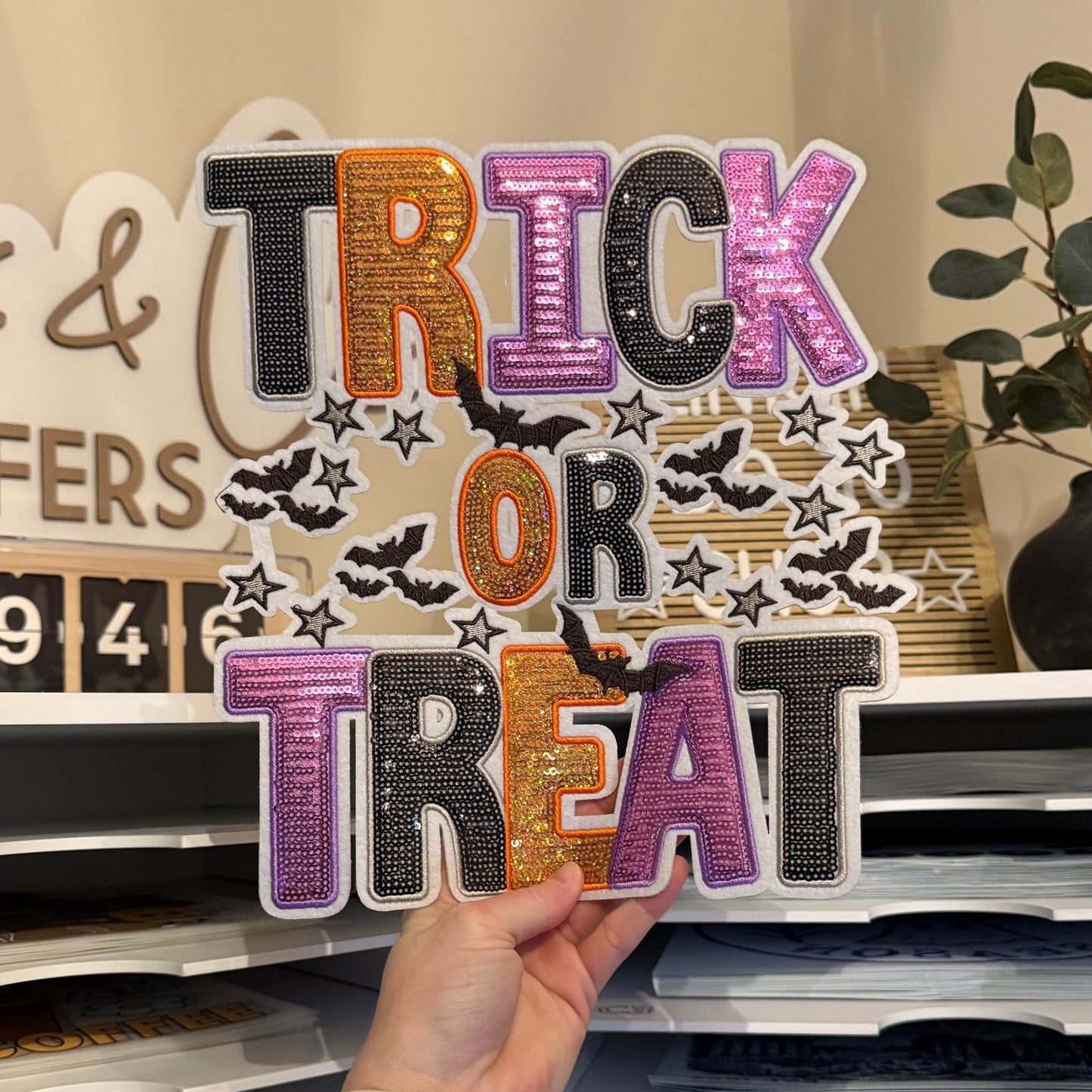 Trick Or Treat Sequin Patch