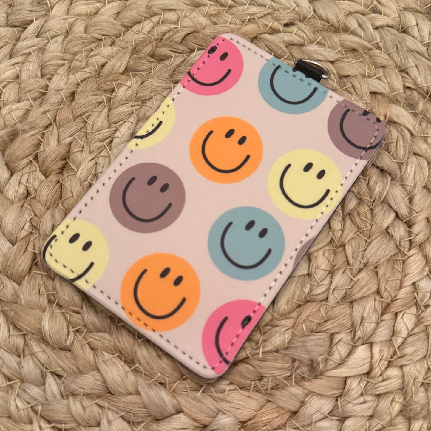 Colorful Happy Faces ID Badge Holder