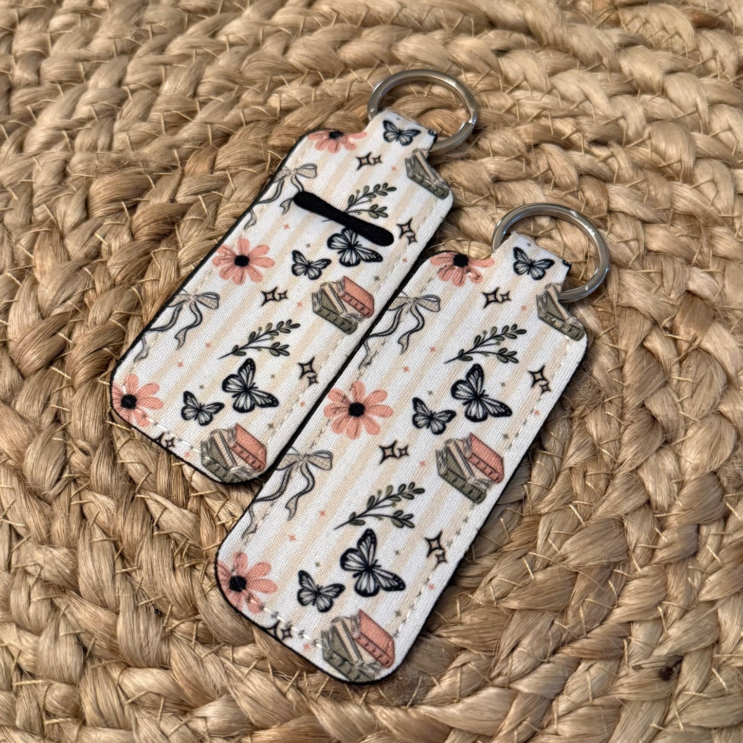 Bookish Girly Chapstick Holder Keychain
