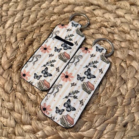 Bookish Girly Chapstick Holder Keychain