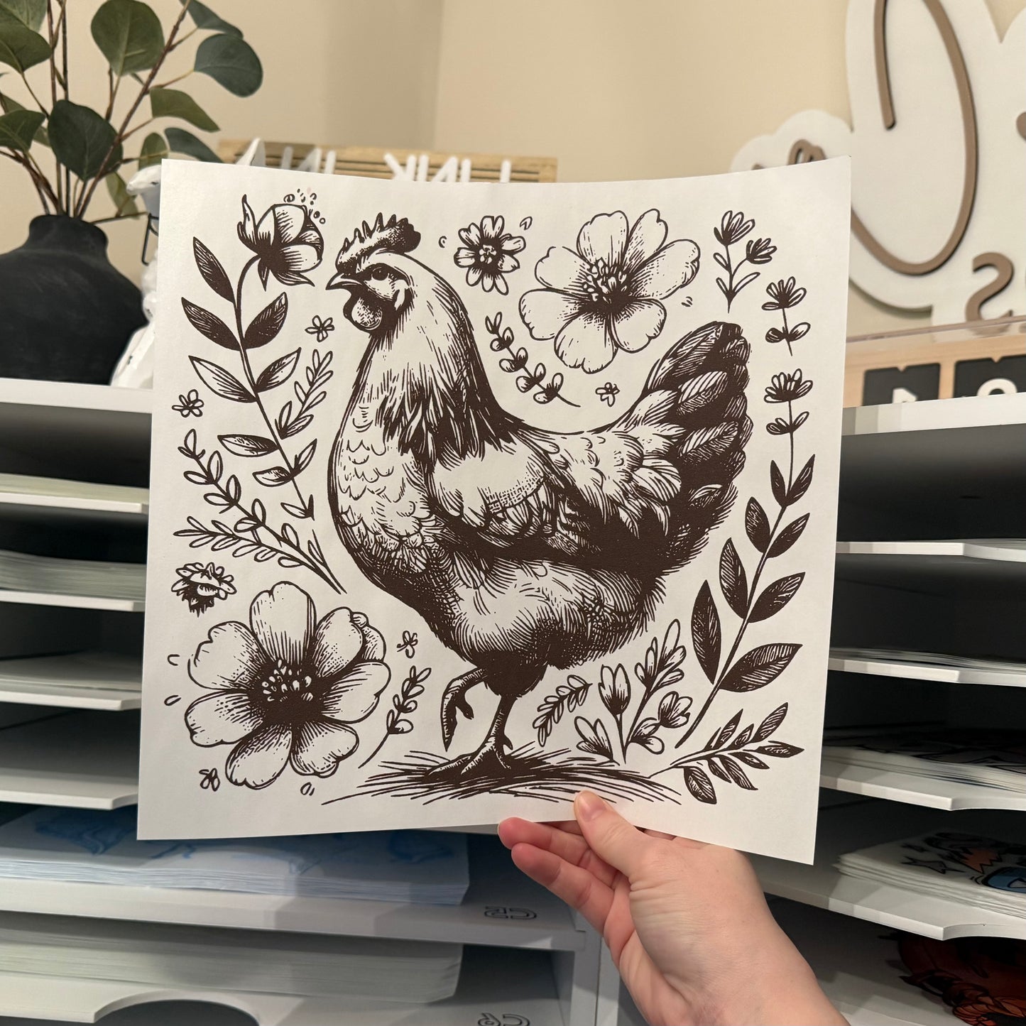 Floral Chicken Single Color (Brown)