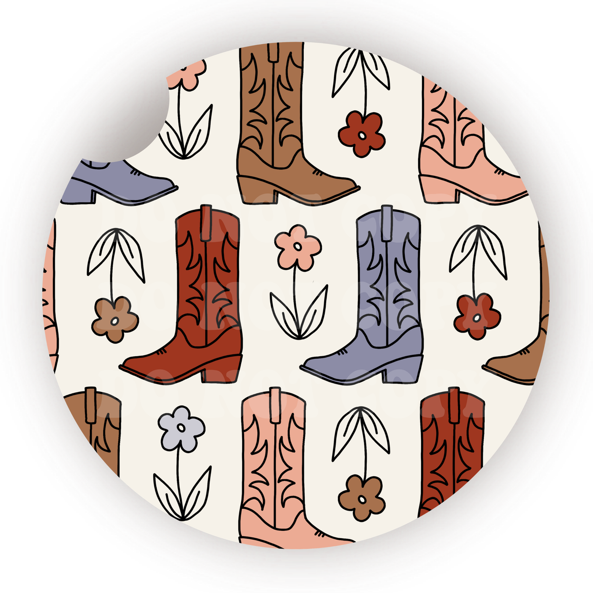 Colorful Boots Car Coaster Sublimation Transfer (Set of 2)