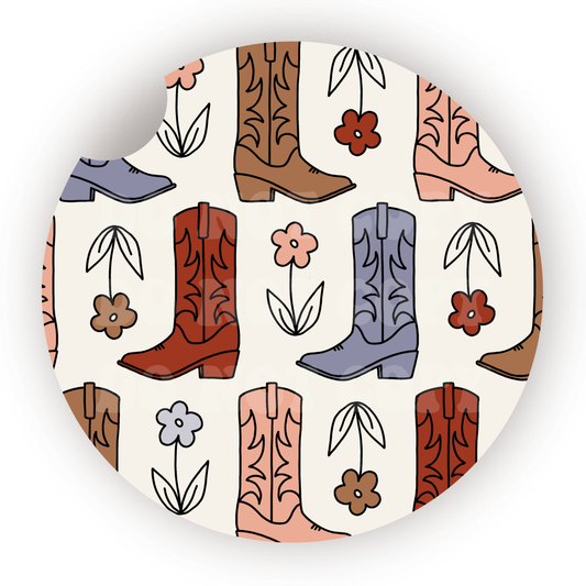 Colorful Boots Car Coaster Sublimation Transfer (Set of 2)