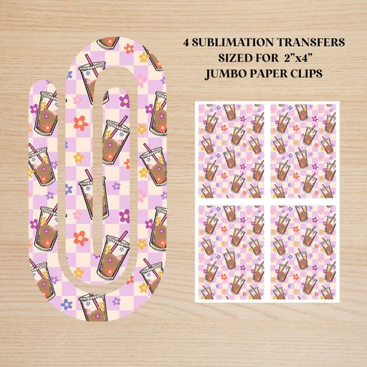 Checker Iced Coffee Checker Jumbo Paperclip Sublimation Transfer