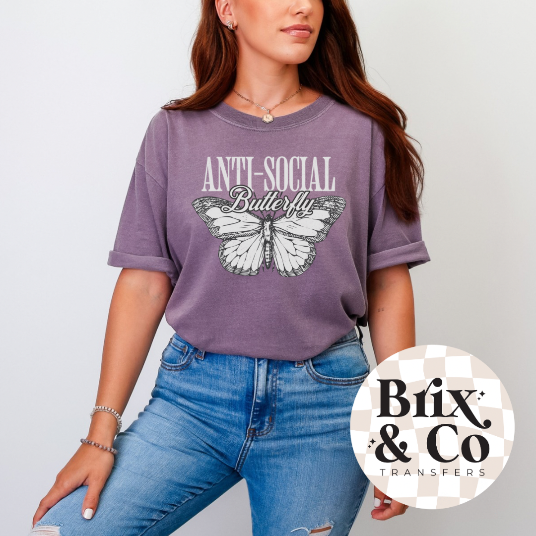 Anti-Social Butterfly DTF HOT PEEL