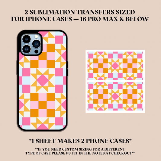Summer Quilt Phone Case Sublimation Transfer