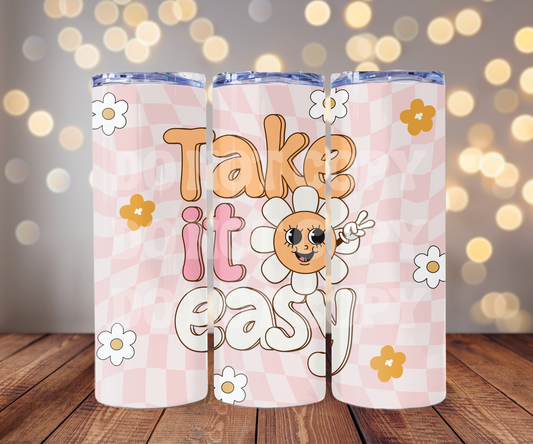 Take It Easy 20 oz Skinny Tumbler Sublimation Transfer - Seamless