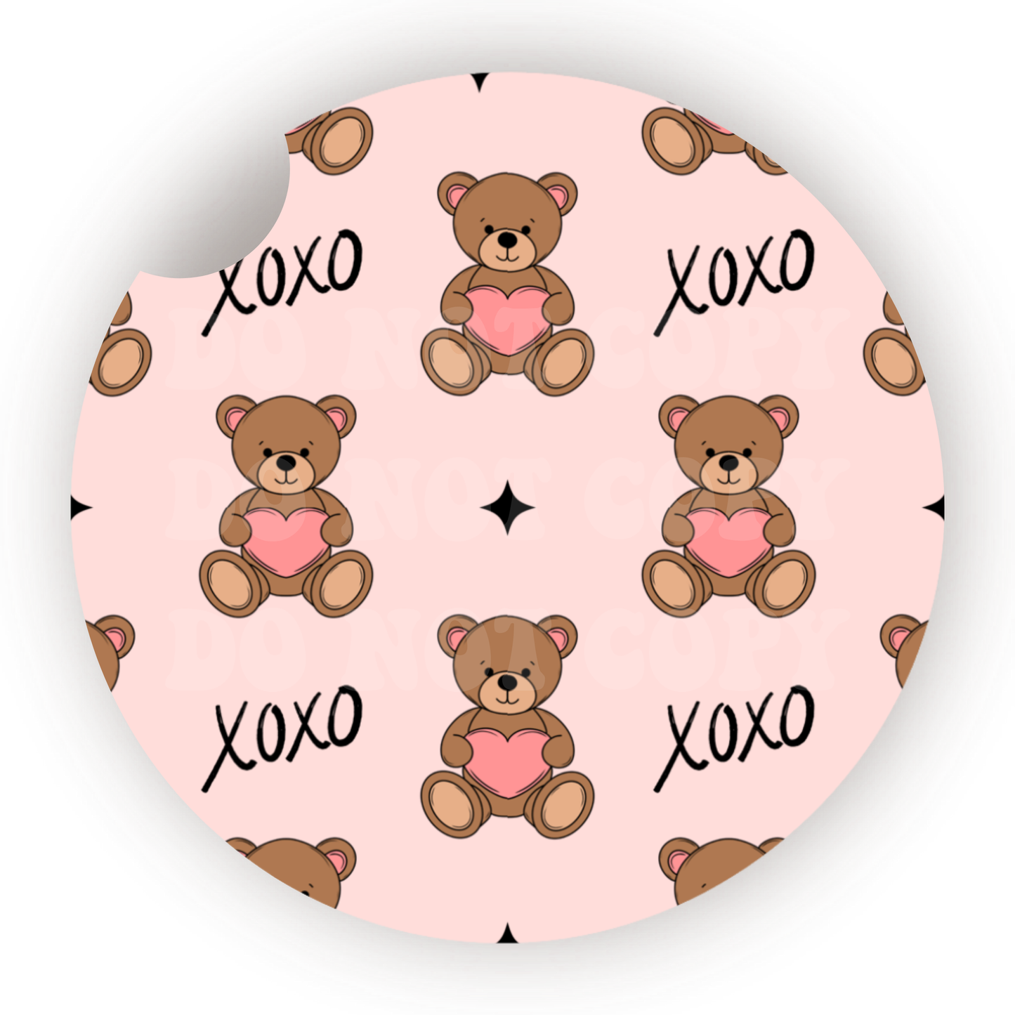XOXO Bear Car Coaster Sublimation Transfer (Set of 2)