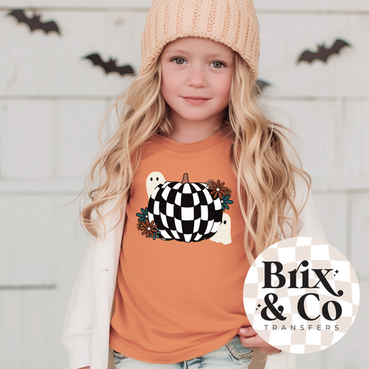 Checker Pumpkin DTF HOT PEEL Youth 7”