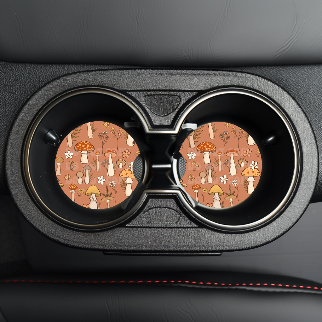 Mushrooms Car Coaster Sublimation Transfer (Set of 2)