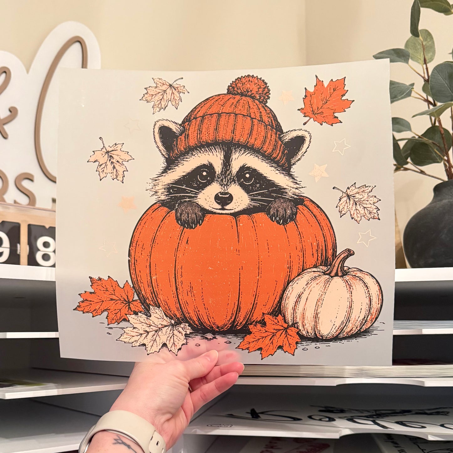 Fall Raccoon DTF HOT PEEL