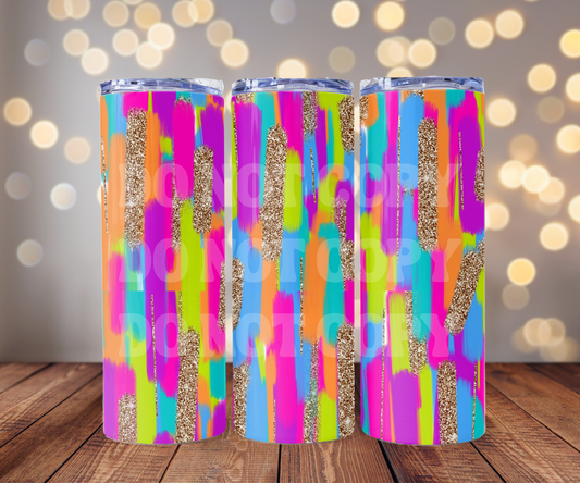 Colorful Brushstrokes 20 oz Skinny Tumbler Sublimation Transfer - Not Seamless