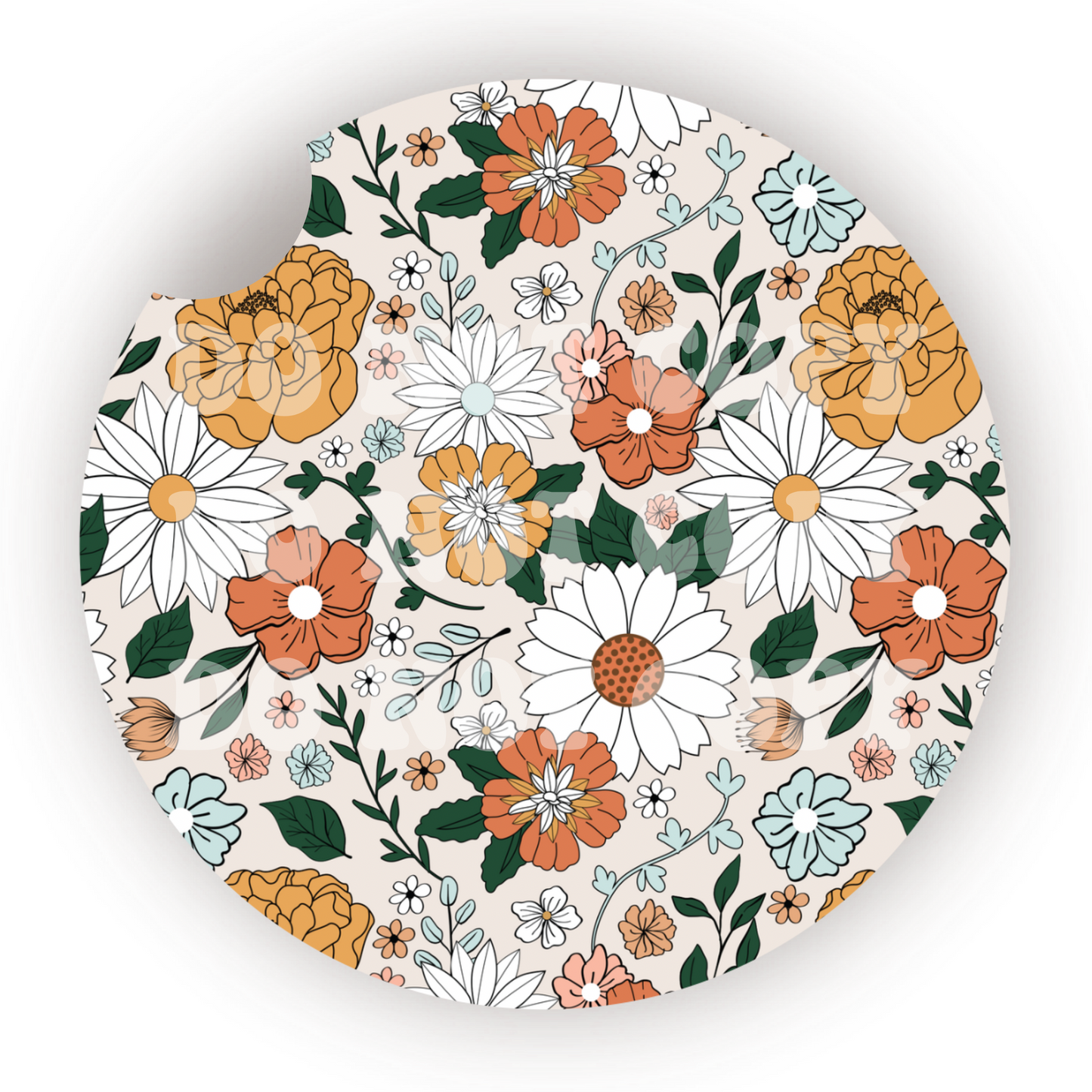 Fall Floral 2 Car Coaster Sublimation Transfer (Set of 2)