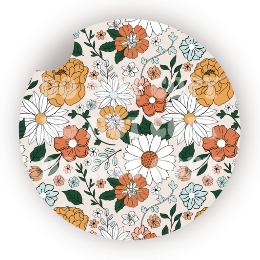 Fall Floral 2 Car Coaster Sublimation Transfer (Set of 2)